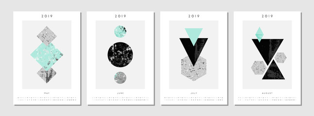 Poster - 2019 Four Month Printable Calendar Template