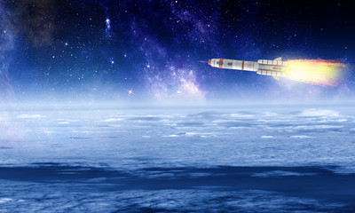 Wall Mural - rocket space ship . mixed media