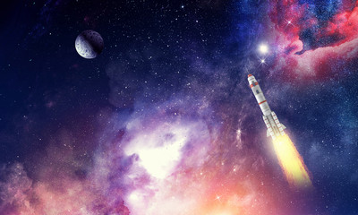 Wall Mural - rocket space ship . mixed media