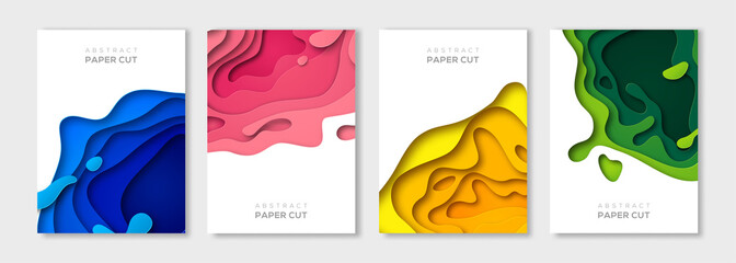 Wall Mural - vertical paper cut banners set