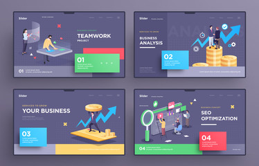 Wall Mural - presentation slide templates or hero pages for websites, or apps. business concept illustrations. mo