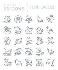 Poster - Set Vector Line Icons of Food Labels.