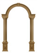 Wooden arch of portal door with columns