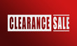 Clearance Sale - neat white text written on red background