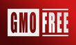 Gmo Free - neat white text written on red background