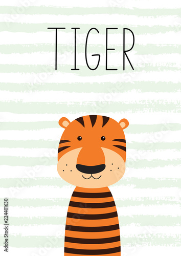 Dekoracja na wymiar  sliczny-maly-tygrys-plakat-kartka-dla-dzieci
