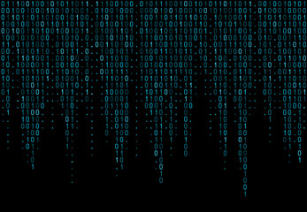 Binary computer code. Matrix background with digits 1.0. Vector illustration.