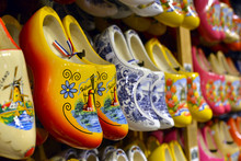 Showcase With Traditional Dutch Wooden Clogs Wooden Shoe Workshop