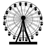 Fototapeta  - Silhouette atraktsion colorful ferris wheel on white background illustration