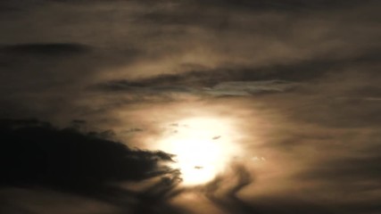Wall Mural - Time lapse of sun setting through clouds forming as night sky becomes dark.