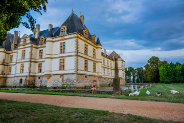 Wall Mural - Femme devant le Château de Cormatin en Bourgogne