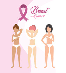 Wall Mural - women breast cancer prevention and ribbon