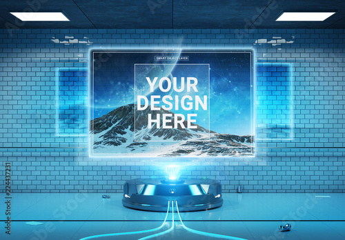 Download Holographic Billboard Screen Projector Mockup Stock Template Adobe Stock