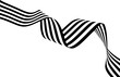Abstract black and white stripes smoothly bent ribbon geometrical shape