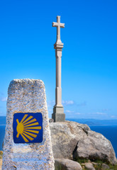 Wall Mural - Cross in finisterre end of Saint James Way in Spain