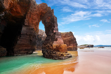 Sticker - Playa las catedrales Catedrais beach in Galicia Spain