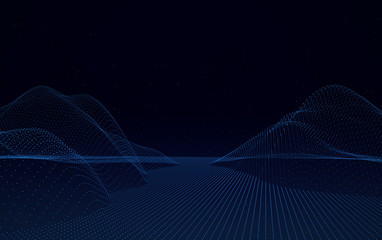 Wall Mural - Big data network visualization concept. Digital music industry, abstract science vector background. Virtual flow big binary data visualization illustration