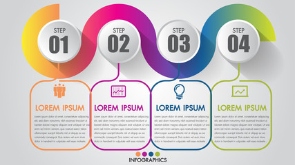 Wall Mural - infographics chart 4 steps options business timeline modern creative with icon step by step can illu