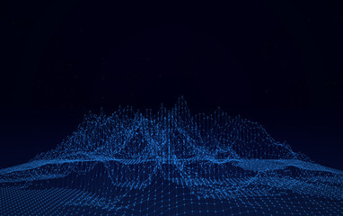 Wall Mural - Big data network visualization concept. Digital music industry, abstract science vector background. Virtual flow big binary data visualization illustration