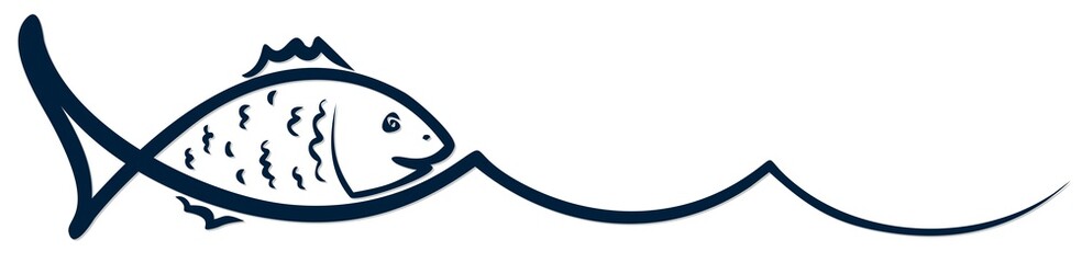 Sticker - Symbol of fish with wave.