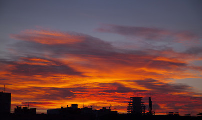 Wall Mural - Early morning dawn twilight. Color clouds. Moscow, Russia. December, 2011.