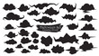 Spooky cloud silhouette collection of Halloween vector isolated on white background. scary, haunted and creepy sky element