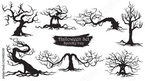 Spooky Trees Silhouette Collection Of Halloween Vector Isolated On White Background Scary Haunted And Creepy Curly Plant Element Stock Vector Adobe Stock Spooky Trees Silhouette Collection Of Halloween Vector Isolated On White Background Scary Haunted And Creepy Curly Plant Element Stock Vector Adobe Stock