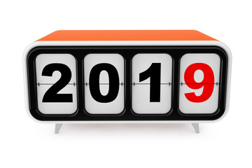 Aufkleber - Retro Flip Clock with 2019 New year Sign. 3d Rendering
