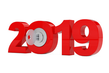 Aufkleber - New 2019 Year Sign with Key. 3d Rendering