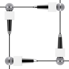 Leinwandbilder - Microphones with Blank Boxes as Frame with Blank Space for Your Design. 3d Rendering