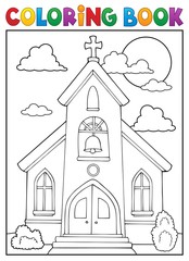 Wall Mural - Coloring book church building theme 1