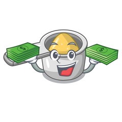 Sticker - With money metal measuring spoons isolated on mascot