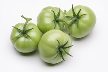 Green Tomatoes Isolated On White Background.