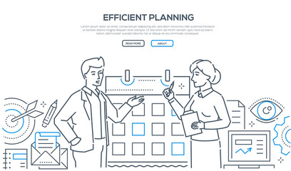 Wall Mural - Efficient planning - colorful line design style illustration