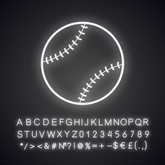 Sticker - Baseball ball neon light icon