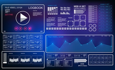 Wall Mural - Futuristic hud music dashboard display virtual reality technology screen
