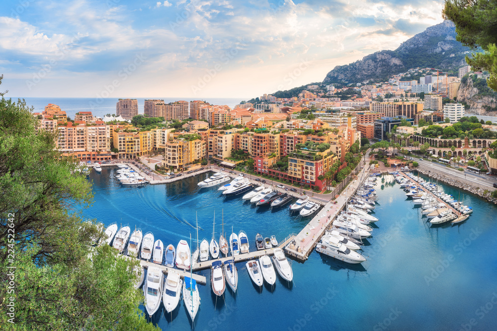 Obraz na płótnie Luxury Monaco-Ville harbour of Monaco, Cote d'Azur w salonie