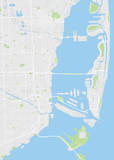 Fototapeta Mapy - City map Miami, color detailed plan, vector illustration