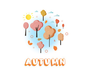 Wall Mural - Autumn handwritten lettering with decoration. Vector illustration.