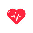 Heart with heartbeat line. Vector icon or logo design template in flat style