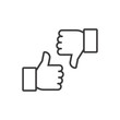 Thumbs up and thumbs down. Vector line icon