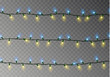 © ihorsw - Christmas color lights string. Transparent effect decoration isolated on dark background. Realistic