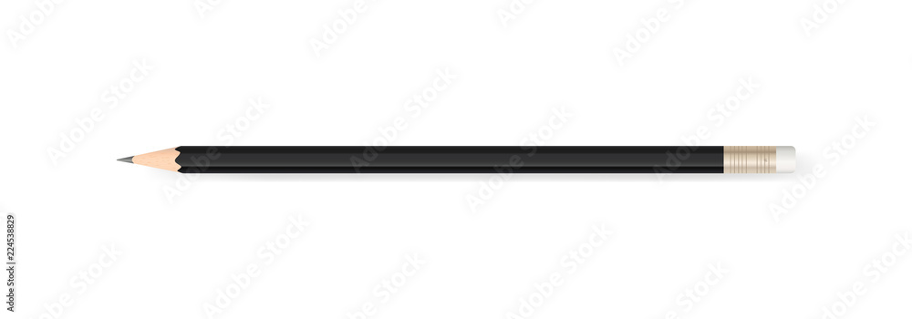 Black pencil on white background with soft shadow. Vector. Stock Vector ...