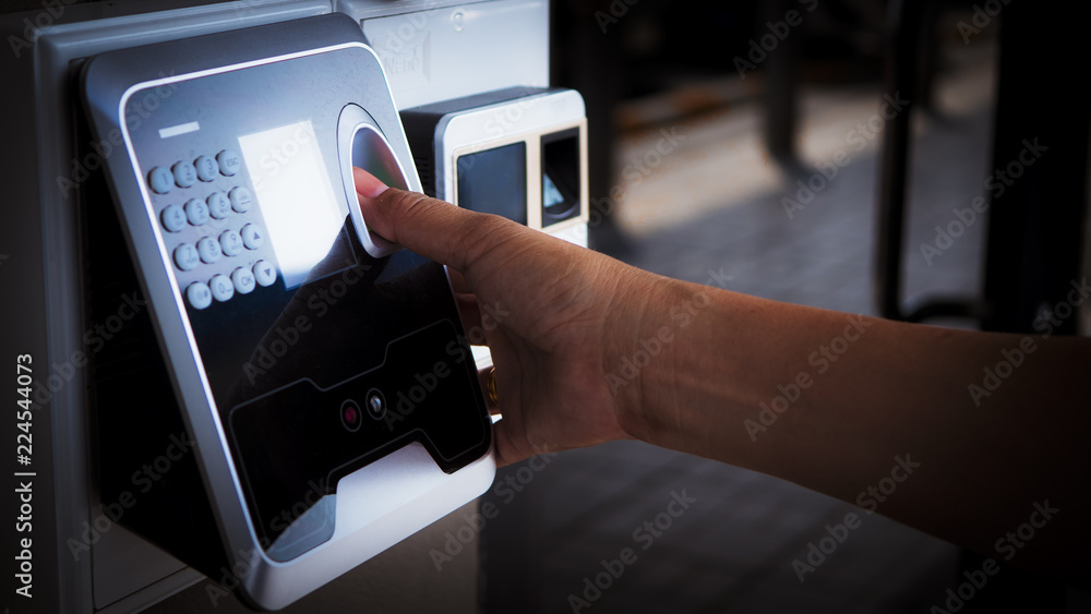 Finger print scan for enter security system with copyspace. の Stock フォト ...