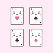 © Zoran Milic - Cute playing poker card characters. Four suits - hearts,spades,clubs and diamonds. Kawaii styled vector illustration