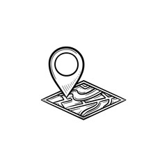 Canvas Print - Map pin hand drawn outline doodle icon. Address and map pin, mobile pointer and locator, navigation concept. Vector sketch illustration for print, web, mobile and infographics on white background.