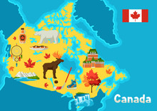 Illustration Of Canada Map.