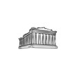Acropolis in Athens hand drawn outline doodle icon. The Parthenon and antient temple, tourism concept. Vector sketch illustration for print, web, mobile and infographics on white background.