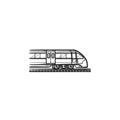 Canvas Print - Train hand drawn outline doodle icon. Modern transportation, journey and subway, railway transport concept. Vector sketch illustration for print, web, mobile and infographics on white background.