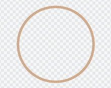 Circular Frame Made Of Natural Rope Or Cord, Isolated On A Transparent Background